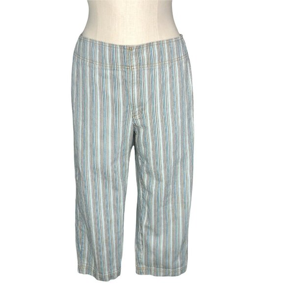 Lizwear Jeans Pants - Liz Claiborne Lizwear Jeans Michaela Capris Womens 12 Striped Pleated Waist Deni